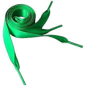 Par de cadarços de fita de seda de 0,7 m, cadarços planos para decoração de sapatos (verde grama) XKS