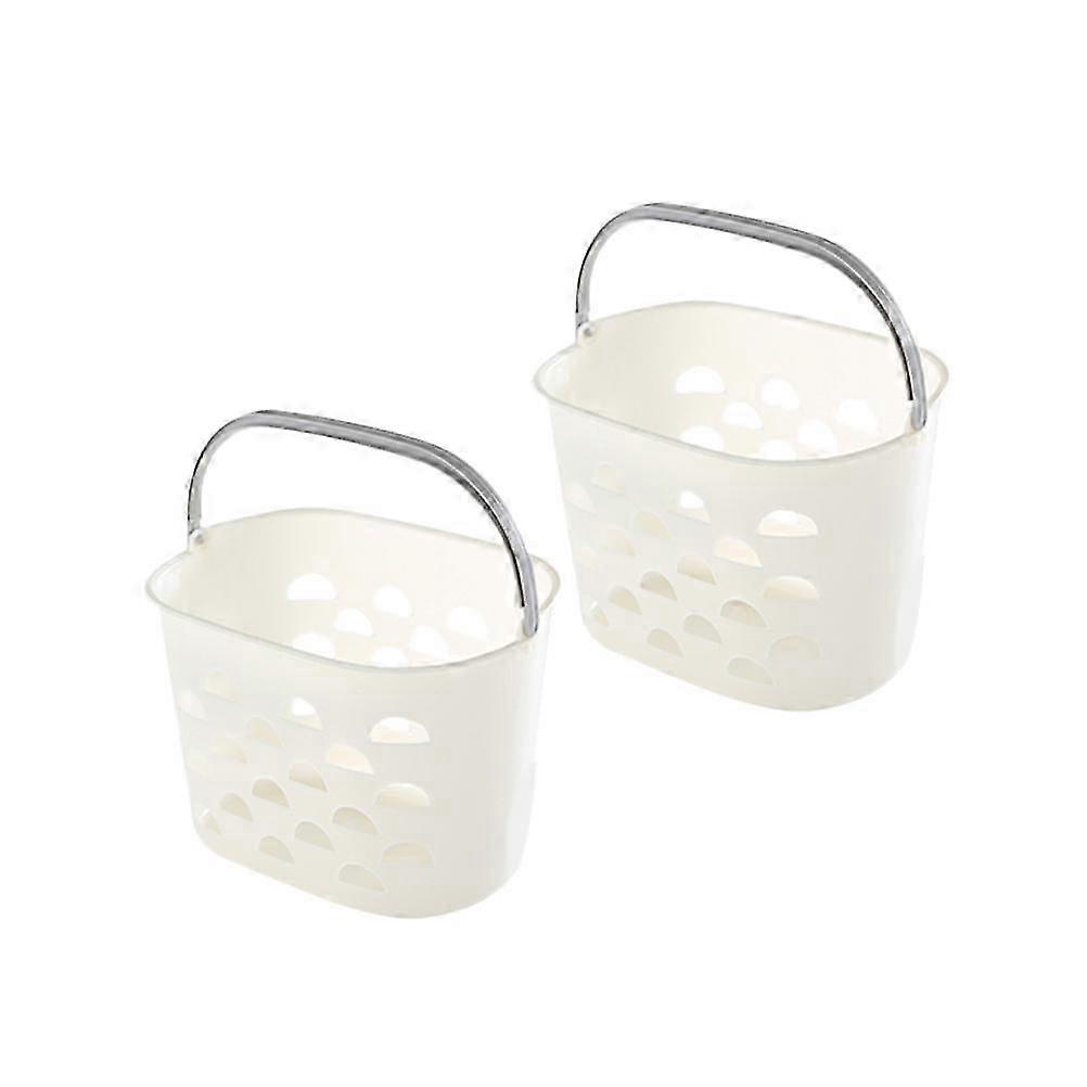 White Plastic Shower Basket for Bathroom and Kitchen 4 Pcs Breathable Storage Solution with Rectangular Shape