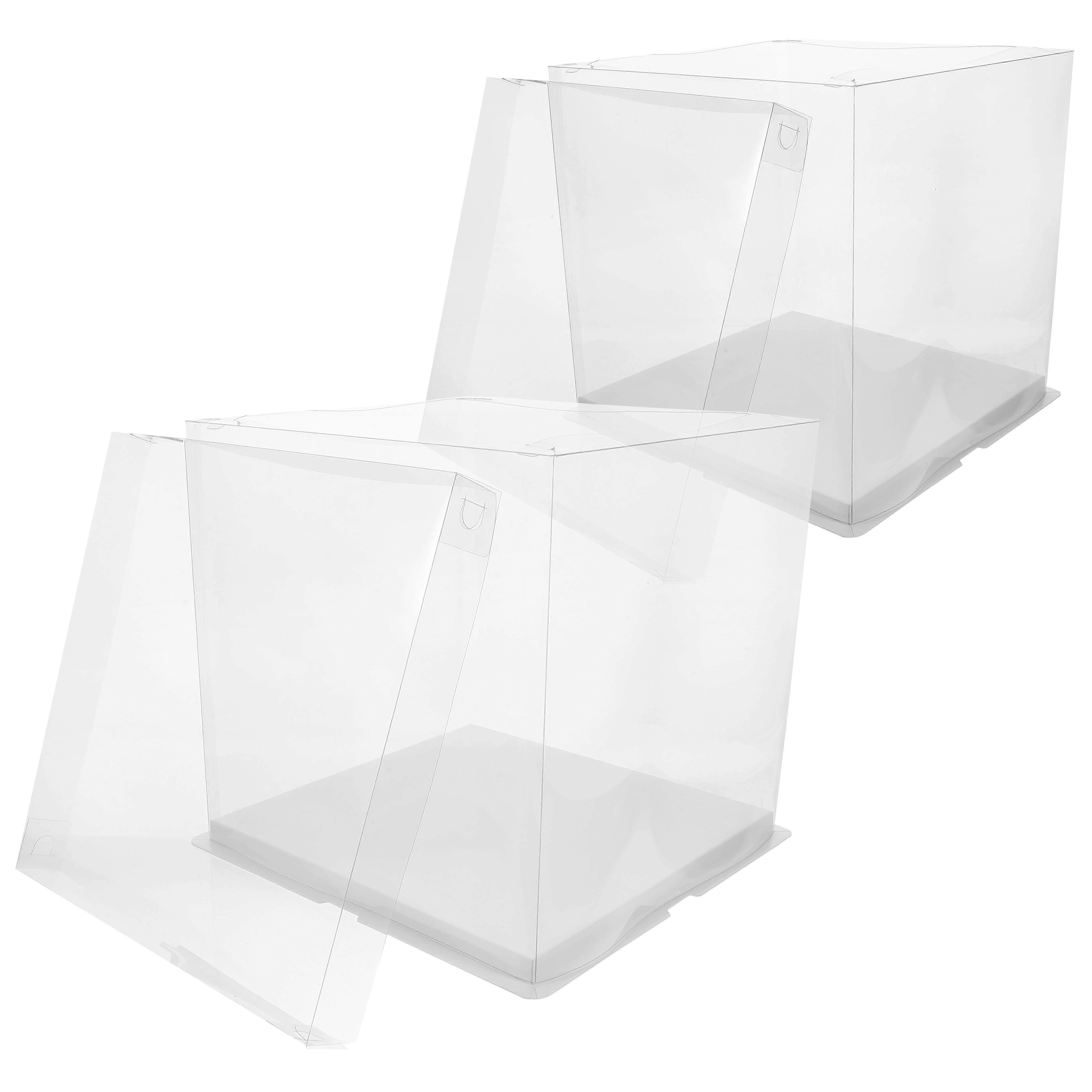 Transparent Birthday Cake Box for Cake Storage 2Pcs Clear Boxes