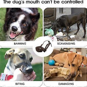 Ventilated Leather Dog Muzzle for Small to Large Dog, Adjustable Long Snout Mouth Cover for Breeds Daily Walking, Training, Vet Waiting Area  Black S