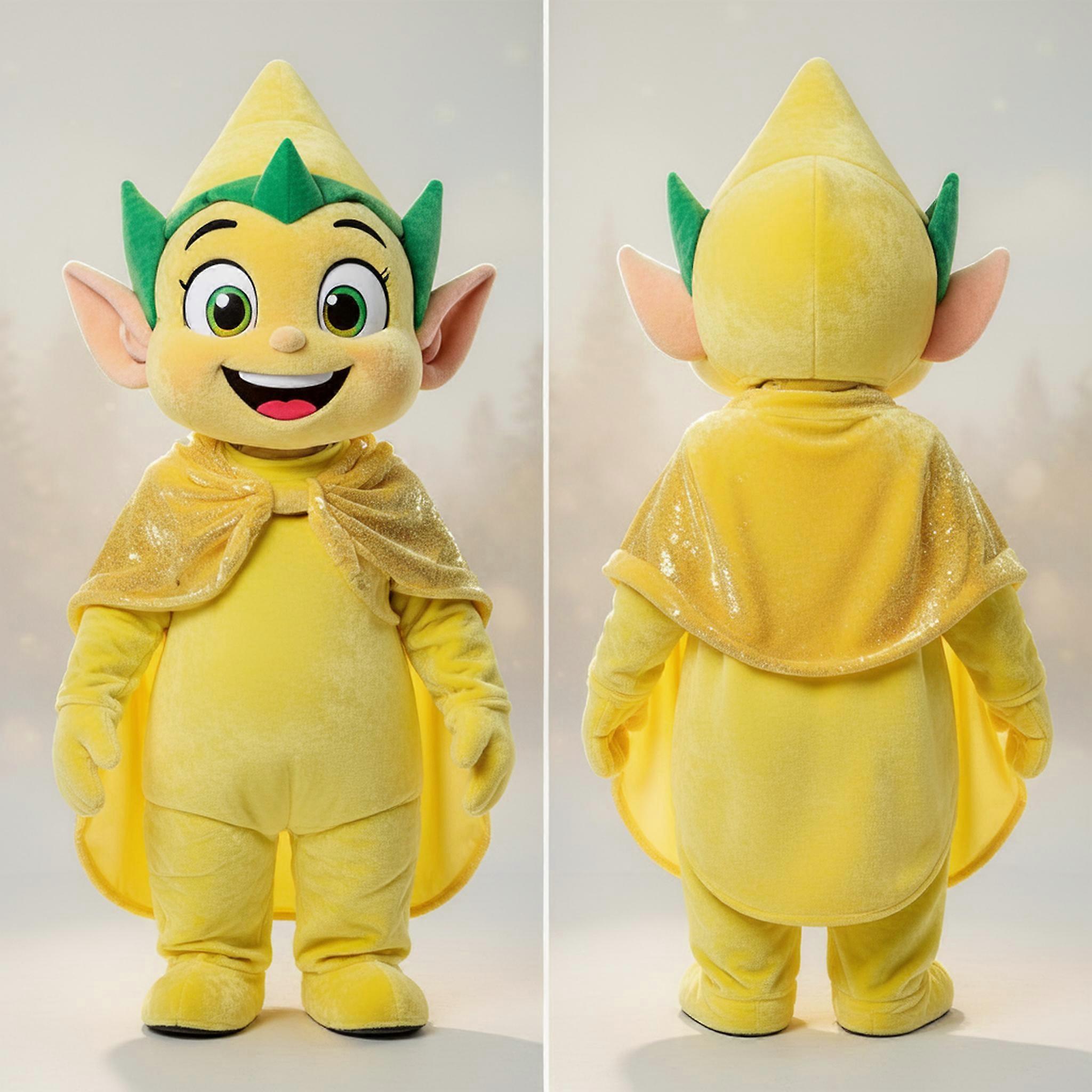 MASTICOT Lemon Yellow Cheerful Elf Mascot