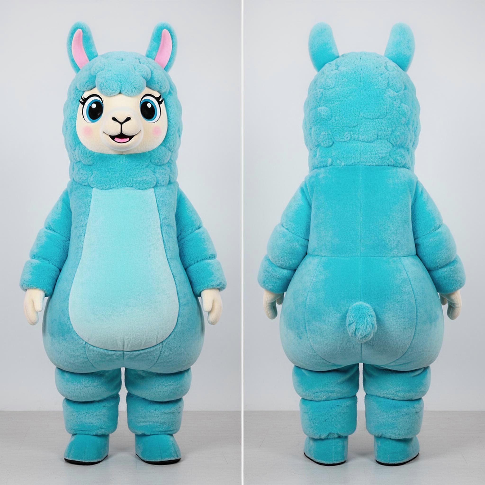 MASTICOT Cyan Cheerful Alpaca Mascot