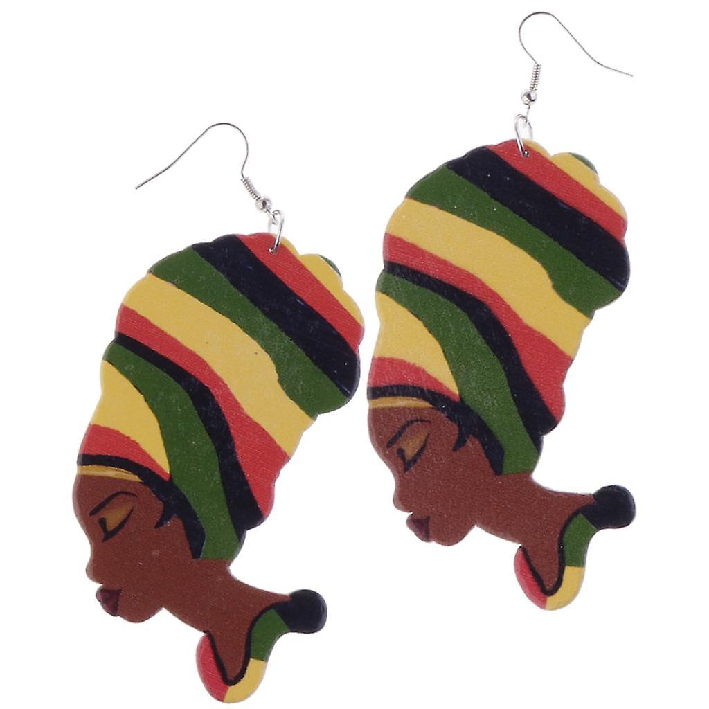 Ethnic Dangle Lady Figure Head African Lady Tribe Dancing Dangle Earrings