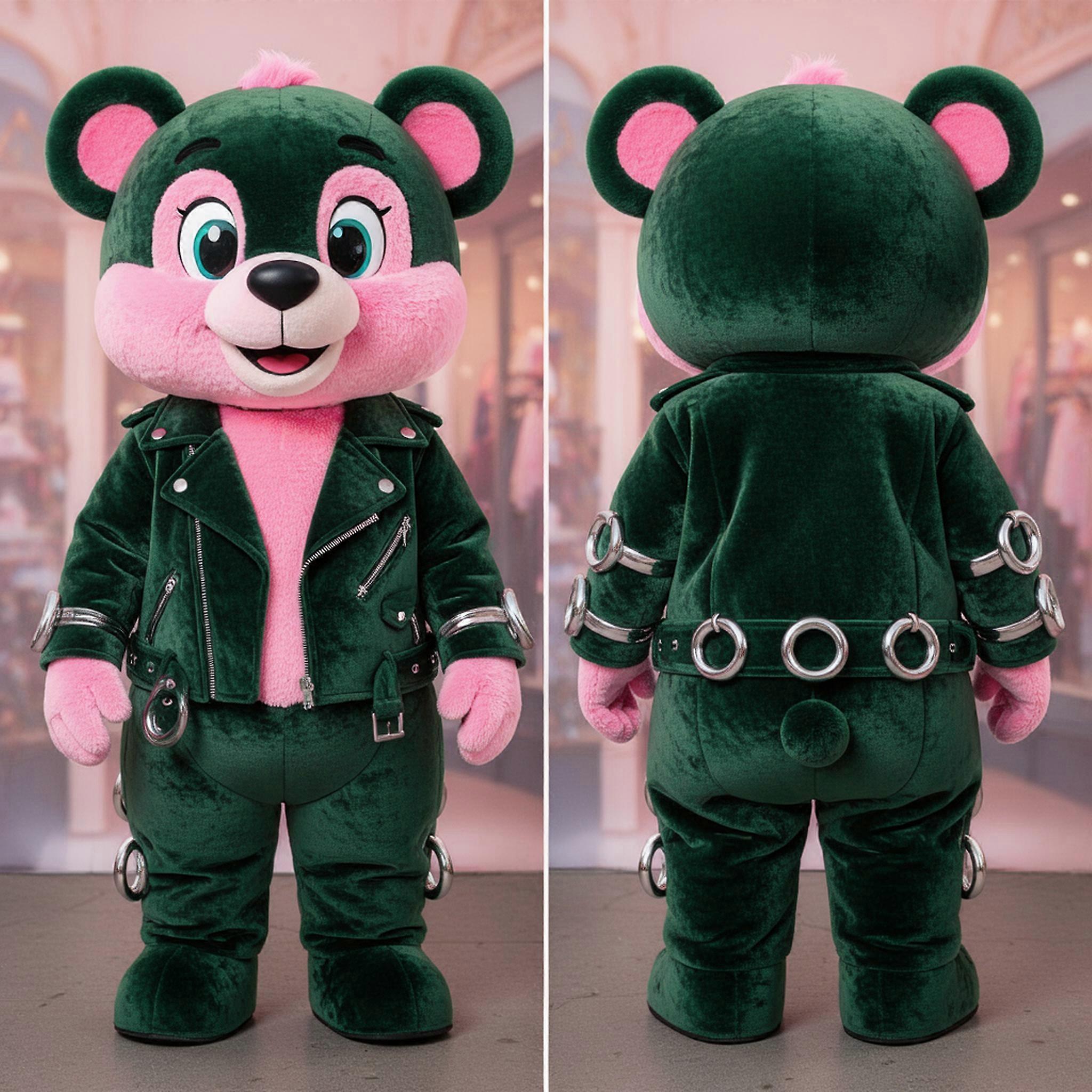 MASTICOT Pink Biker Bear Mascot