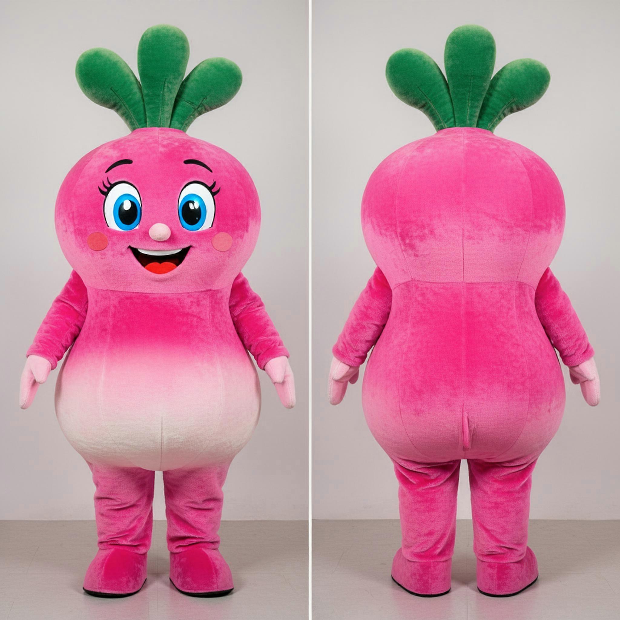 MASTICOT Pink Plush Rounded Radish Mascot
