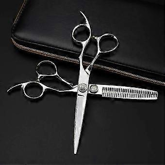 Professionelles Haarschneideschere-Set, 15 cm (6 Zoll), japanischer 440C-Stahl, Effilierschere mit Etui