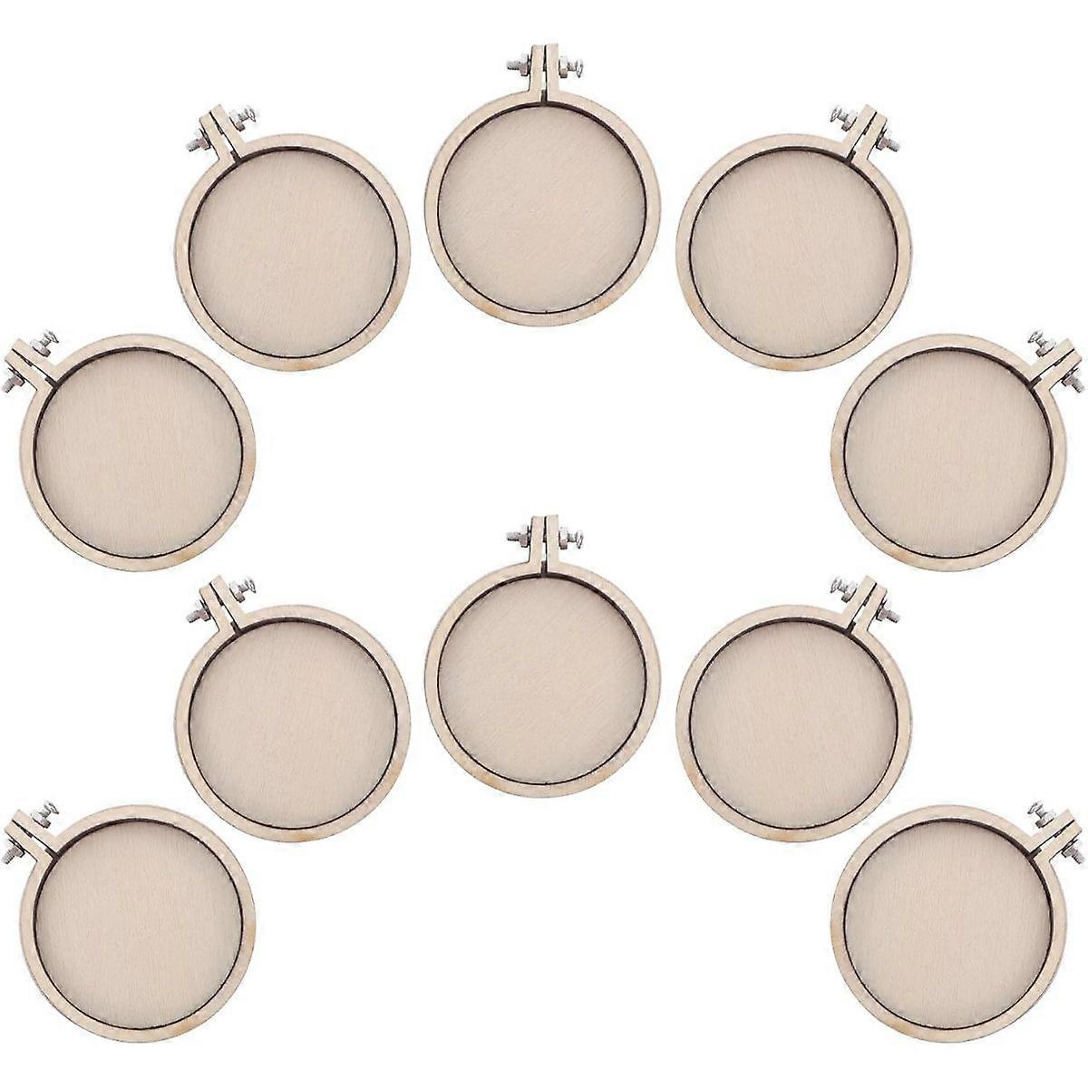 10Pcs Wooden Mini Embroidery Hoops Round Adjustable Craft Frames