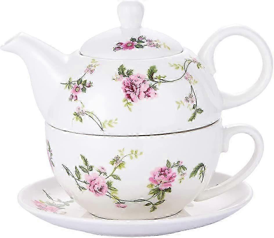 Floral Porcelain Tea Set Compact