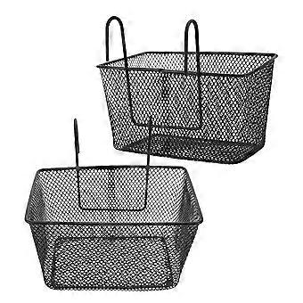 Metal Bike Basket Front for 2Pcs Black Handlebar Basket
