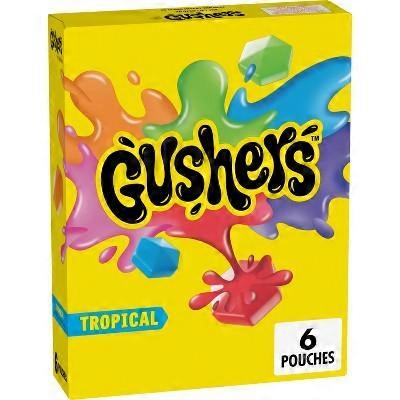 Fruit Gushers Fruit Snacks, Tropical Flavored, 6 ea