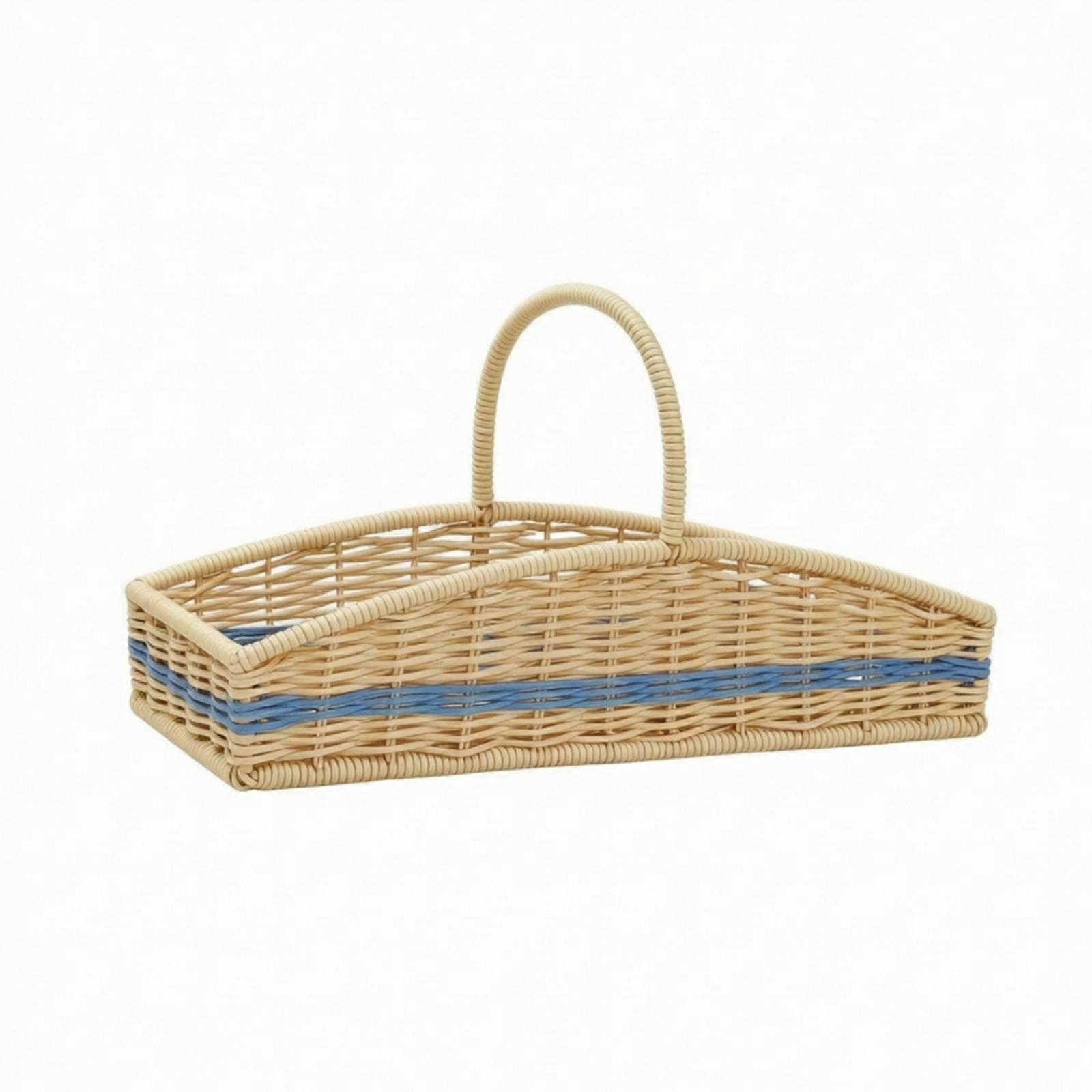 Basket with Handles Narrow Hand Basket with Handle Rectangular for Tabletop