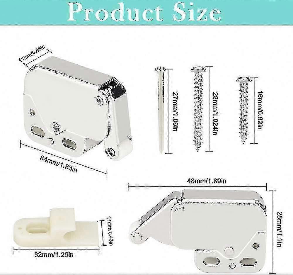 Kitchen Cabinet, Cupboard & Wardrobe Doors, 2 Pcs Mini Latch Automatic Spring Catch, Touch-to-Open
