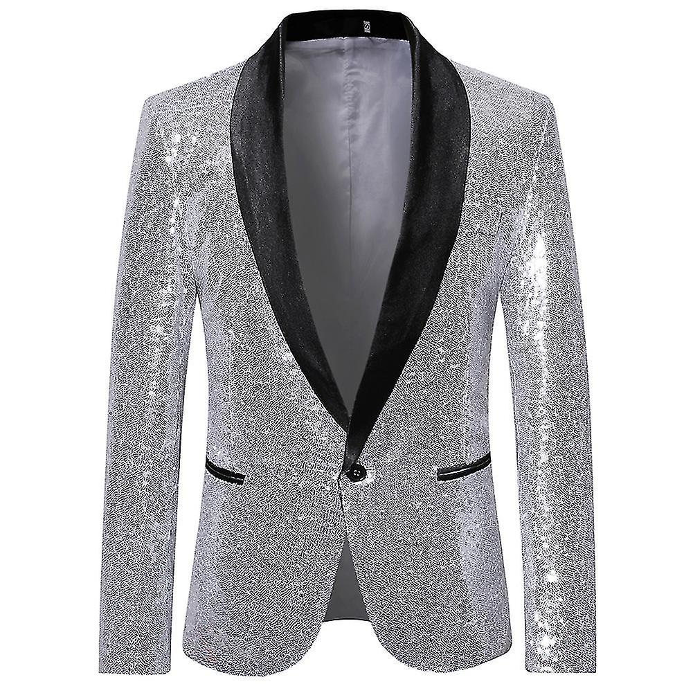 Moda męska Sequin Casual Blazer Wediing Celebration Suit Jacket