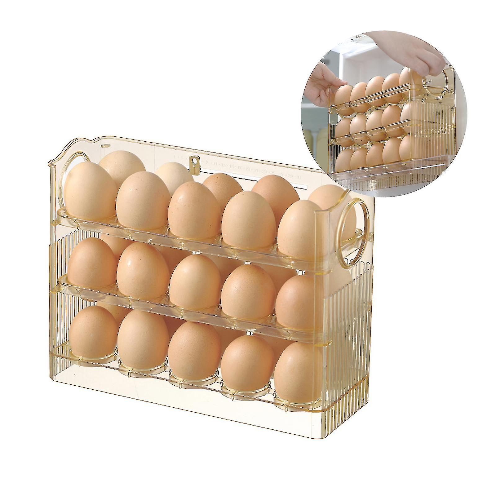 Egg Holder For Refrigerator Storage Box Multipurpose Easy To Clean 30 Eggs Large Capacity&space Saver Fridge Organizer