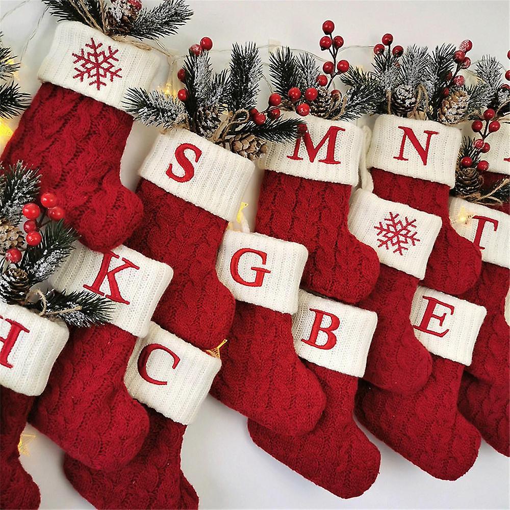 Red Snowflake Alphabet Chaussettes de Noël Bas de Noël Pendentif Arbre de Noël