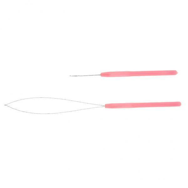 5xLoop Needle Threader Wire Pulling Hook Weaving Dreadlock Crochet Needle Set Pink