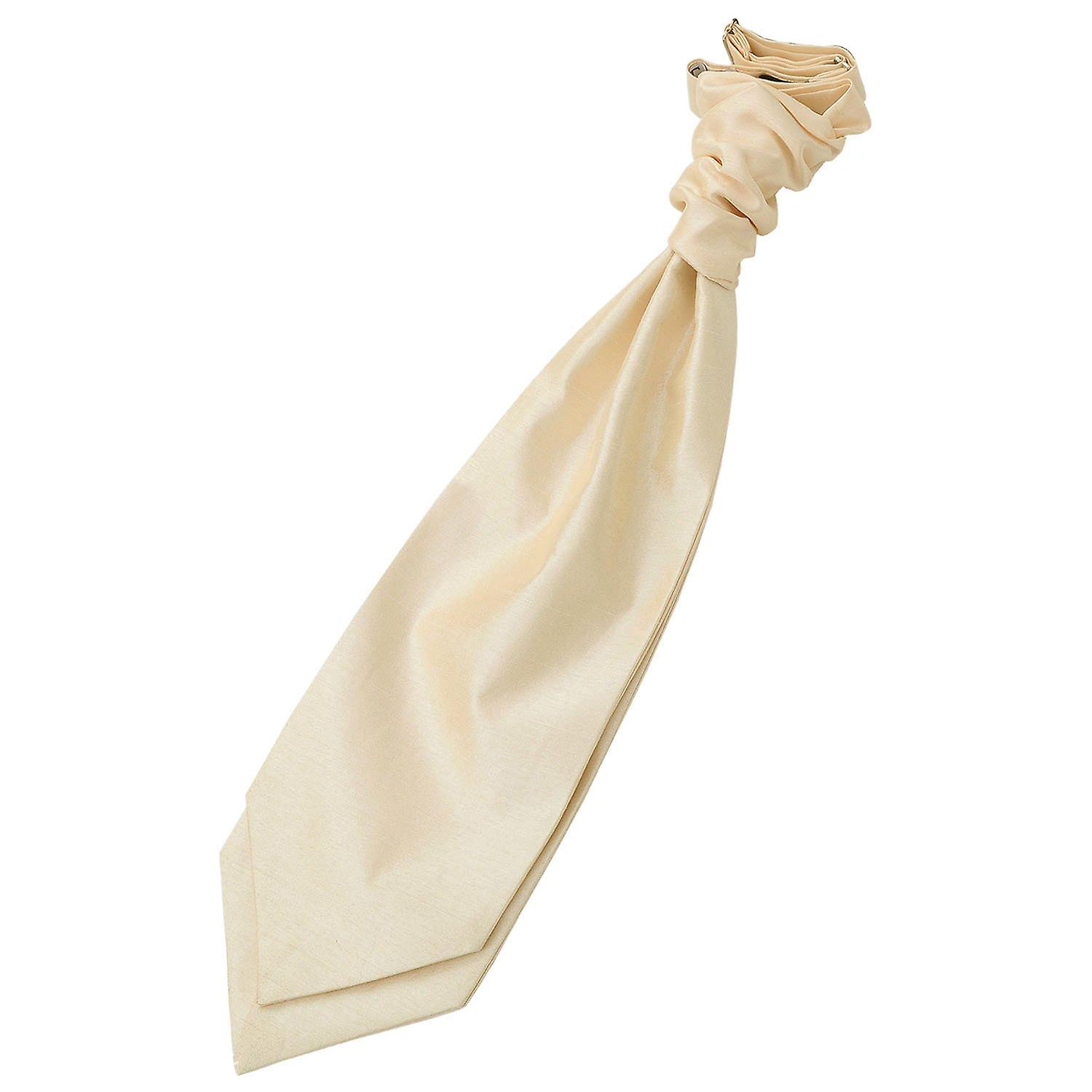 Beige Plain Shantung Pre-Tied Wedding Cravat