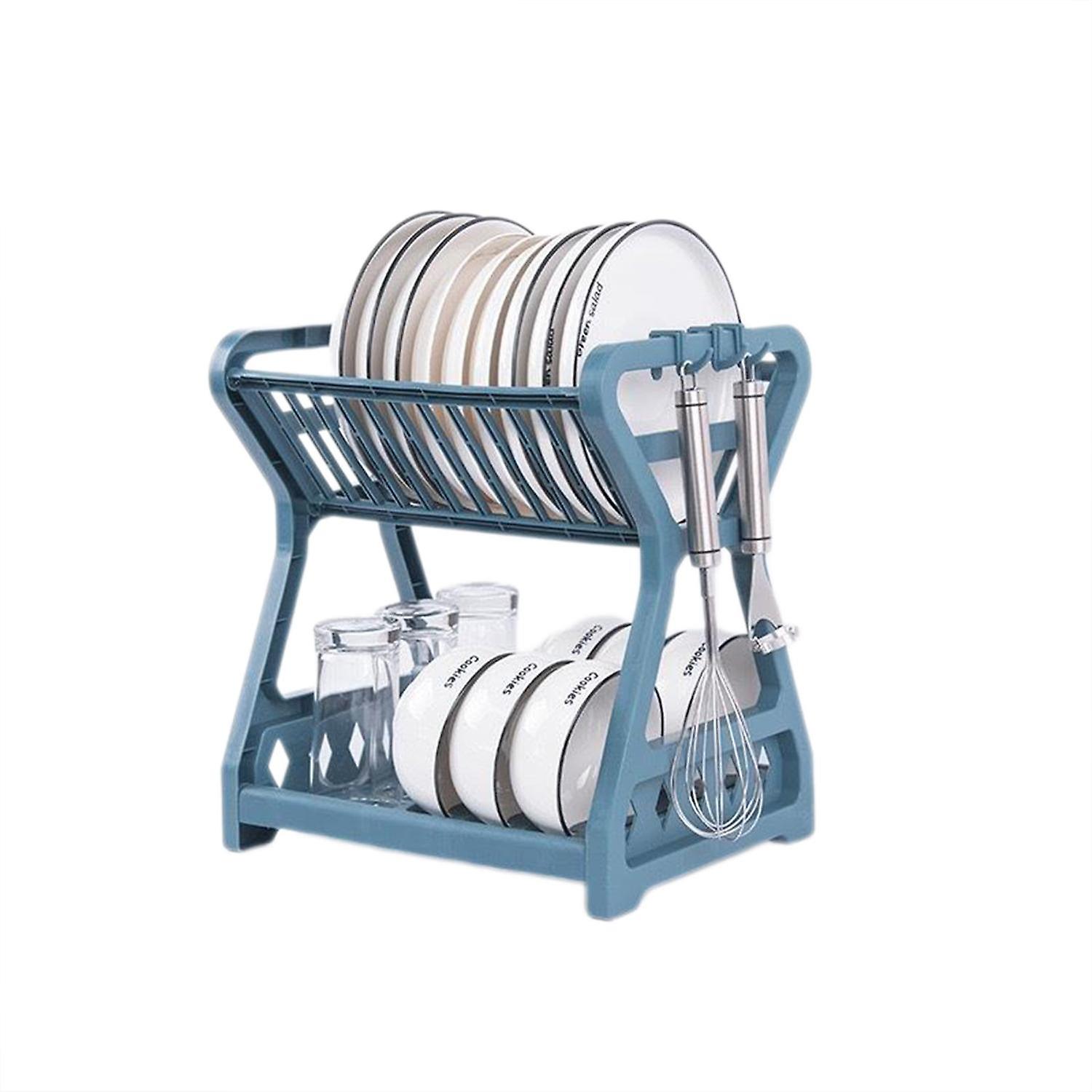 1 Set Dish Drainer Double Layer Detachable High Capacity Save Space Storage Rack Dish Drainer Sink