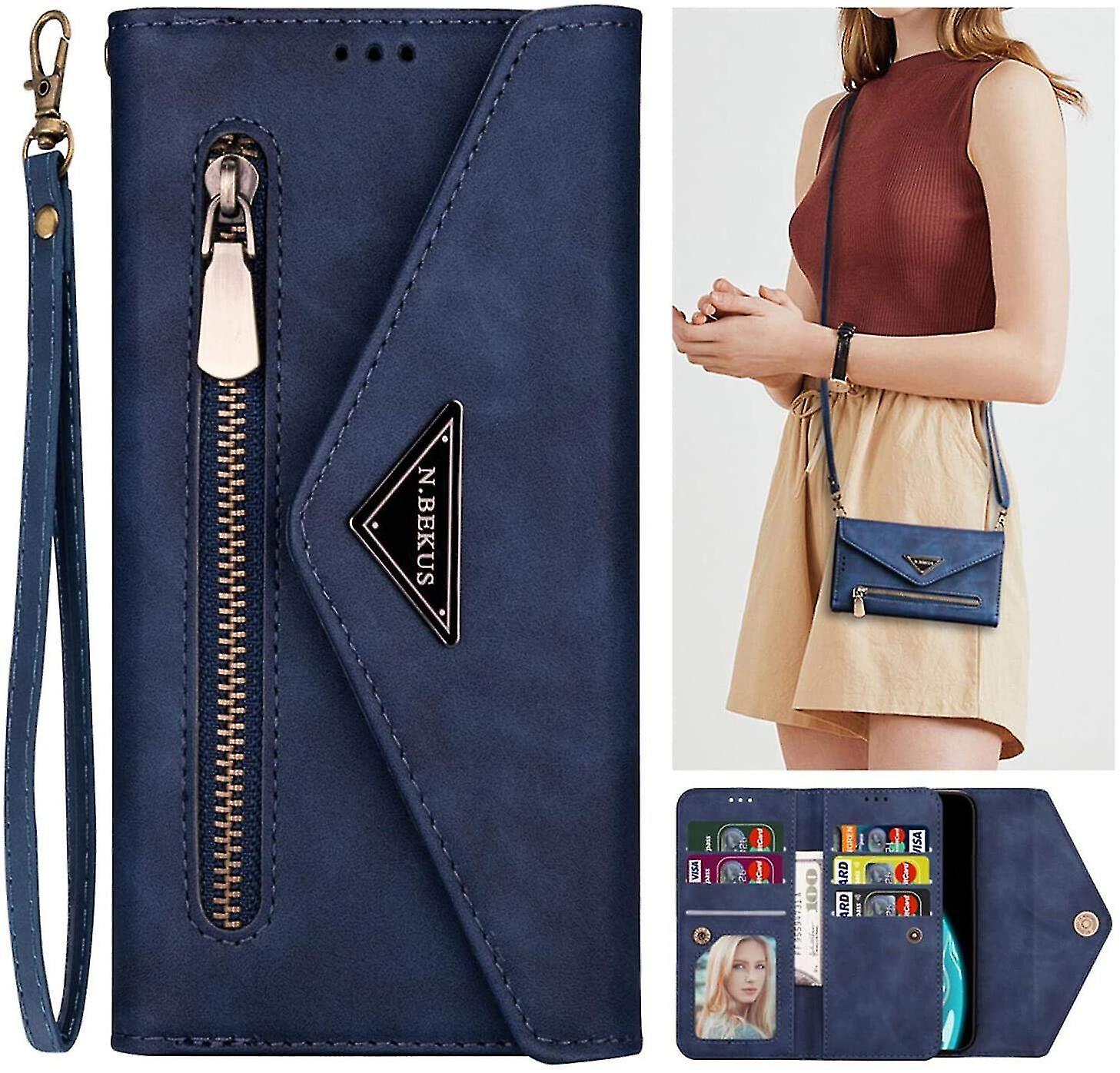 Lanyard Case For Iphone 13 Detachable Crossbody Lanyard Zipper Wallet Handbag Case With 6 Card Holde