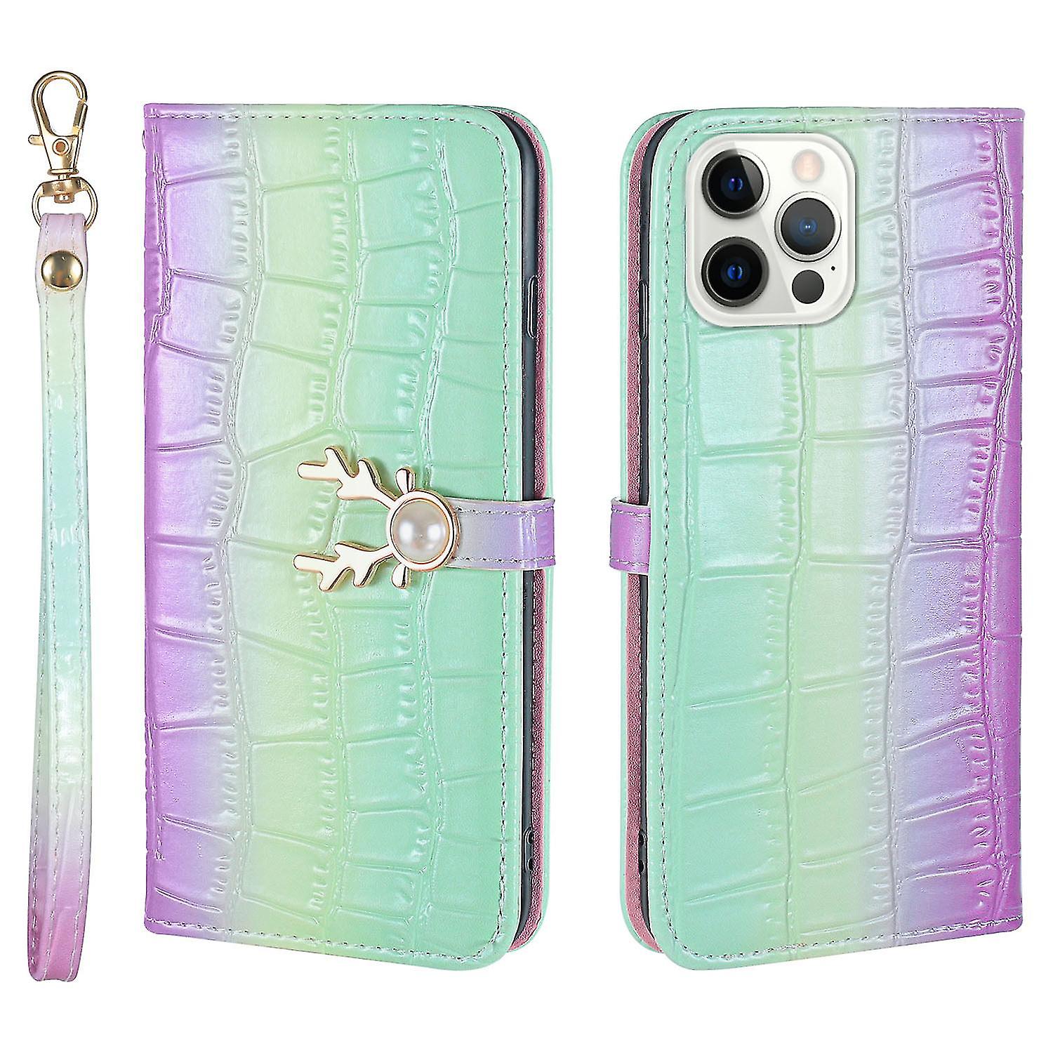 Elk Pattern Phone Case For Iphone 14 Pro With Card Holder, Lanyard, Pu Leather Material, Wallet Function, Corner Fall Protection
