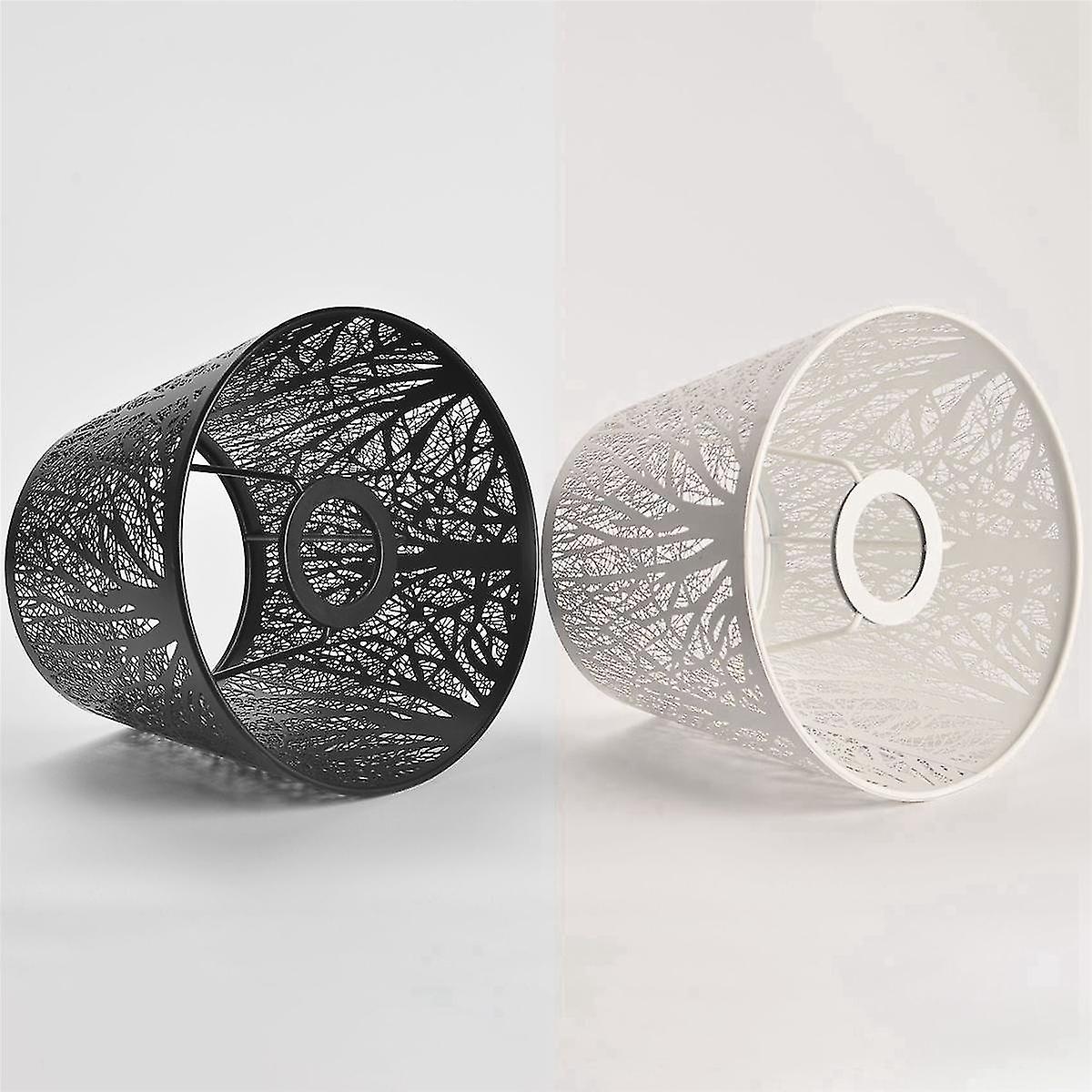 2x Small Lamp Shade Clip On Bulb,barrel Metal Lampshade With Pattern Of Trees For Table Chandelier