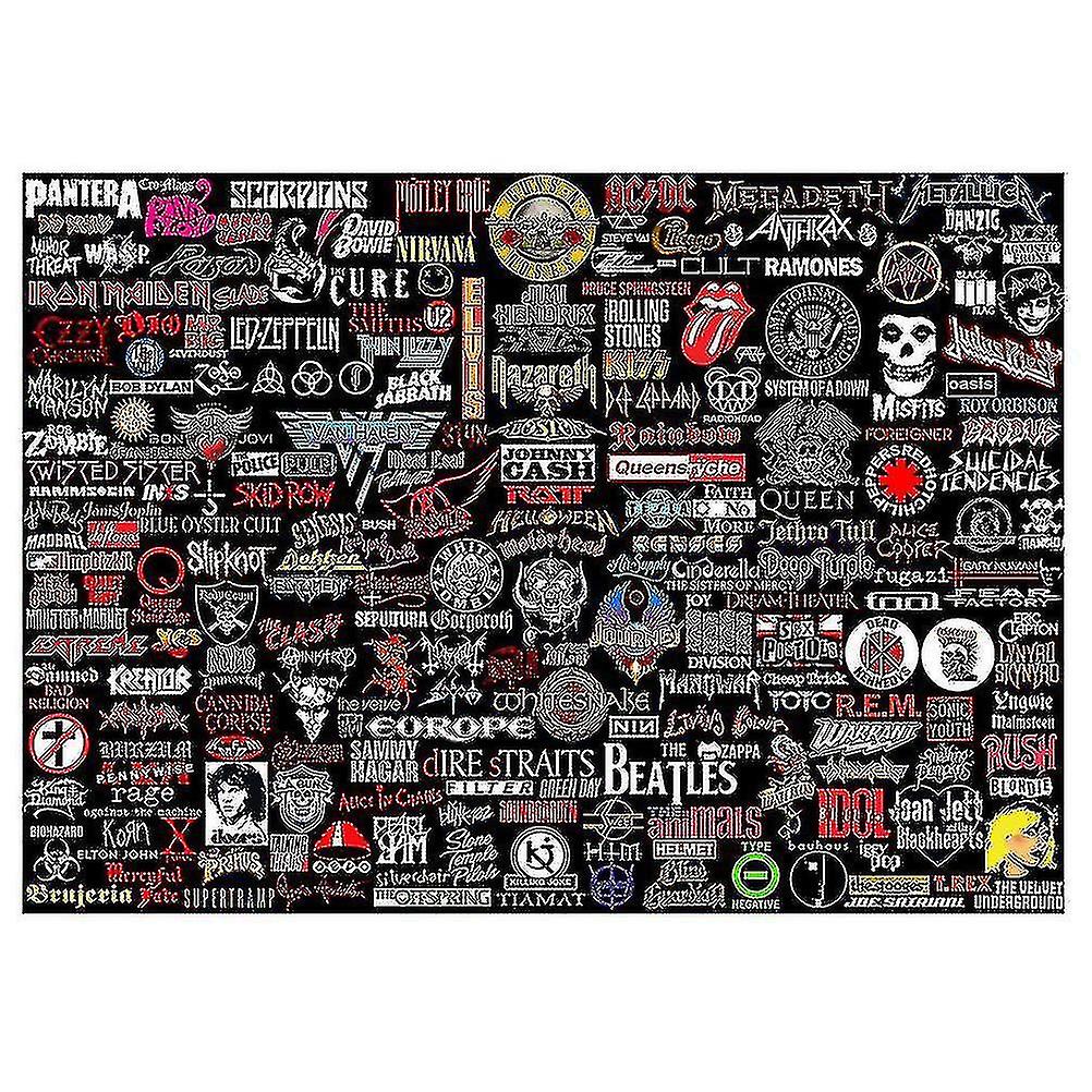 روك لغز روك باند تسمية بانوراما الألغاز 1000 قطعة، للبالغين، الموسيقى الكولاج اللغز كما روك موسي