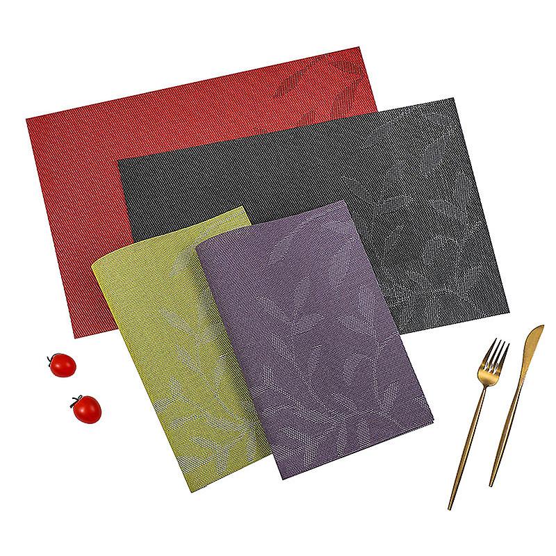 2Pcs European Style Flower Pattern Western-style Placemat Pvc Heat Proof Mat Rectangular Table Mat