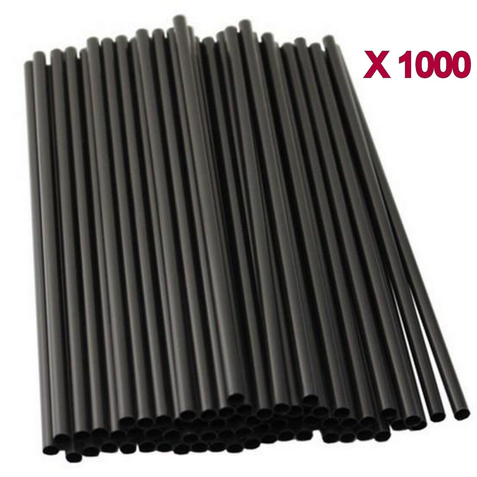 1000Pcs Black Drinking Straw Plastic Disposable Party Straws Straight Tableware