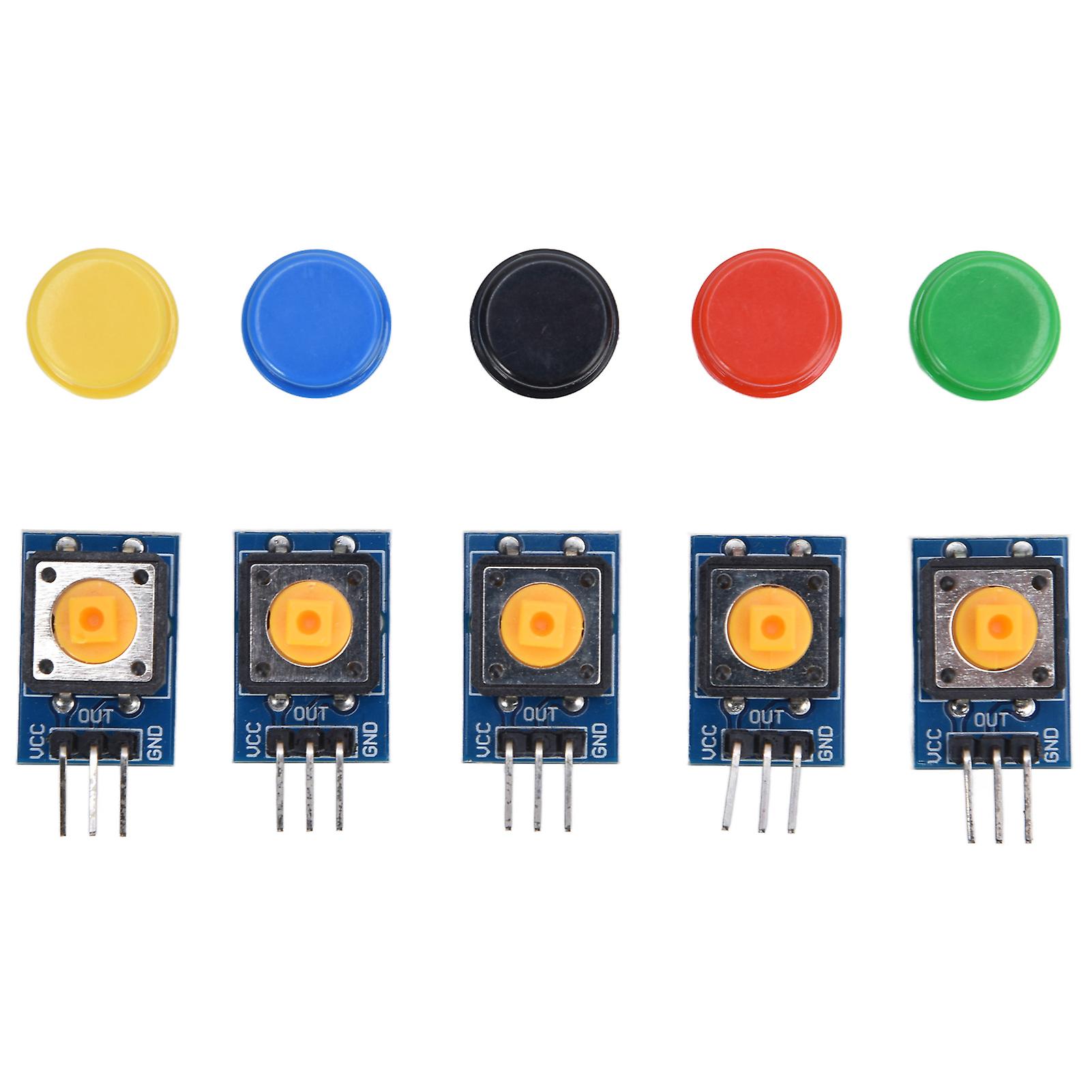 5Pcs Button Module Large Push Switch Board with Color Covers Electronic Building Blocks