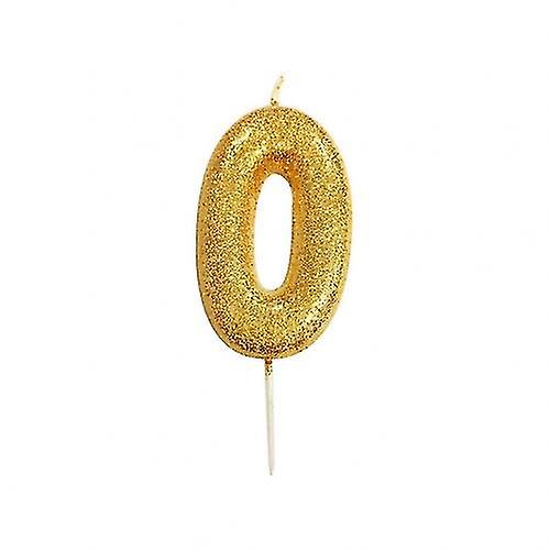 Anniversary House Number 0 Metallic Glitter Birthday Candle