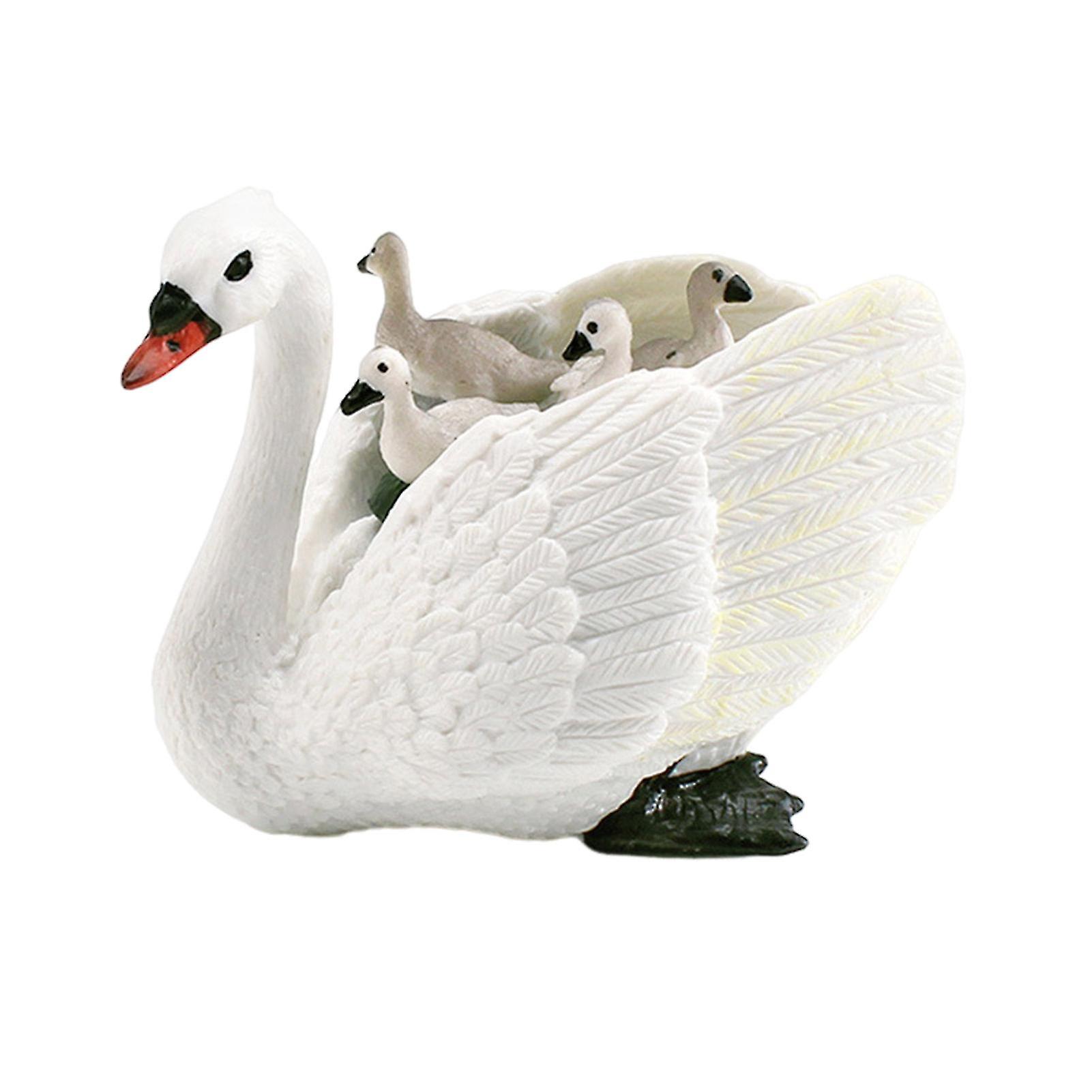 Simulation Farm Animal Figurine Miniature Black/white Swan Solid Model Ornament Realistic Poultry Statue Model Teaching Props Educational Toy-hao