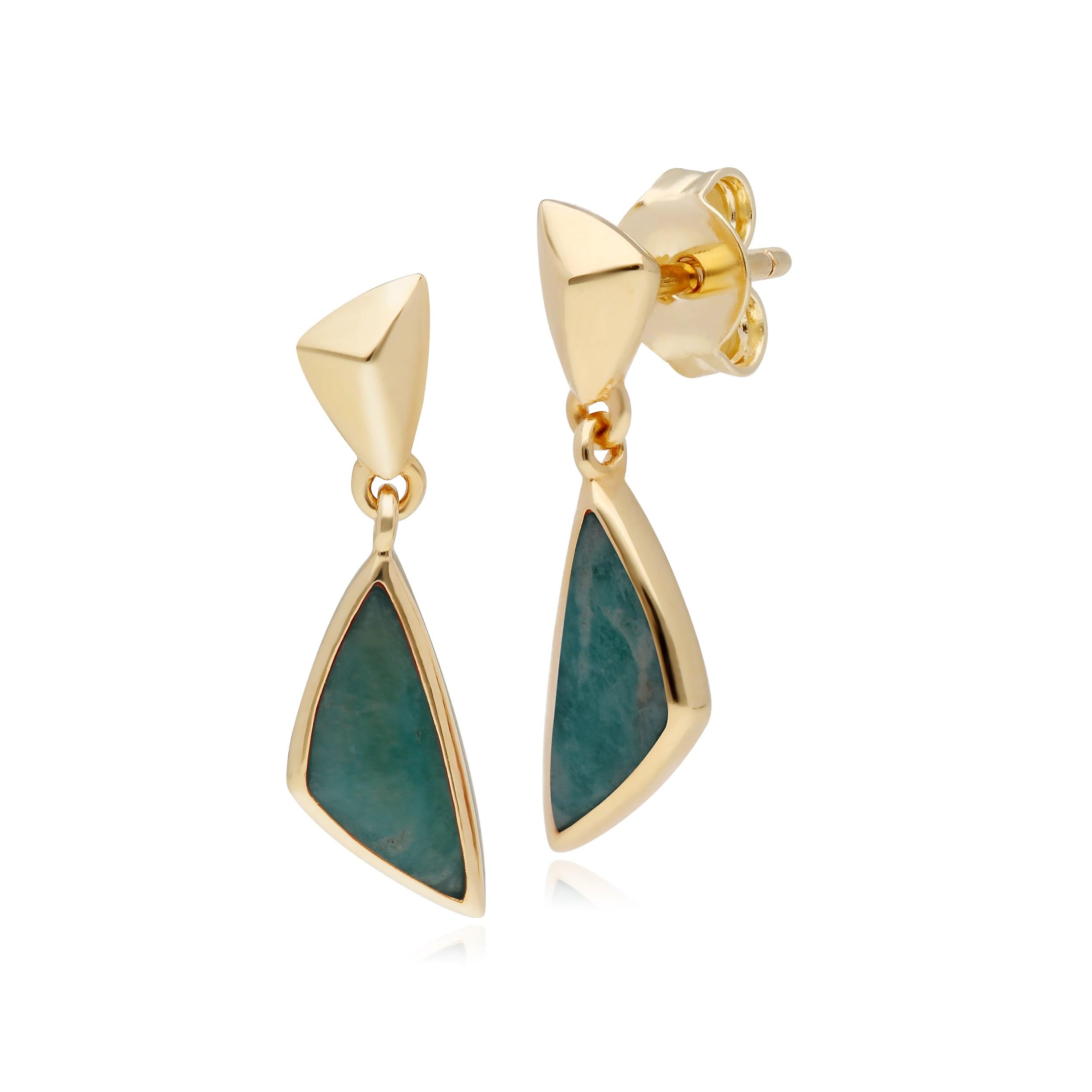 Micro Statement Amazonite Drop Earrings in Gold Plated 925 Sterling Silver 270E027704925