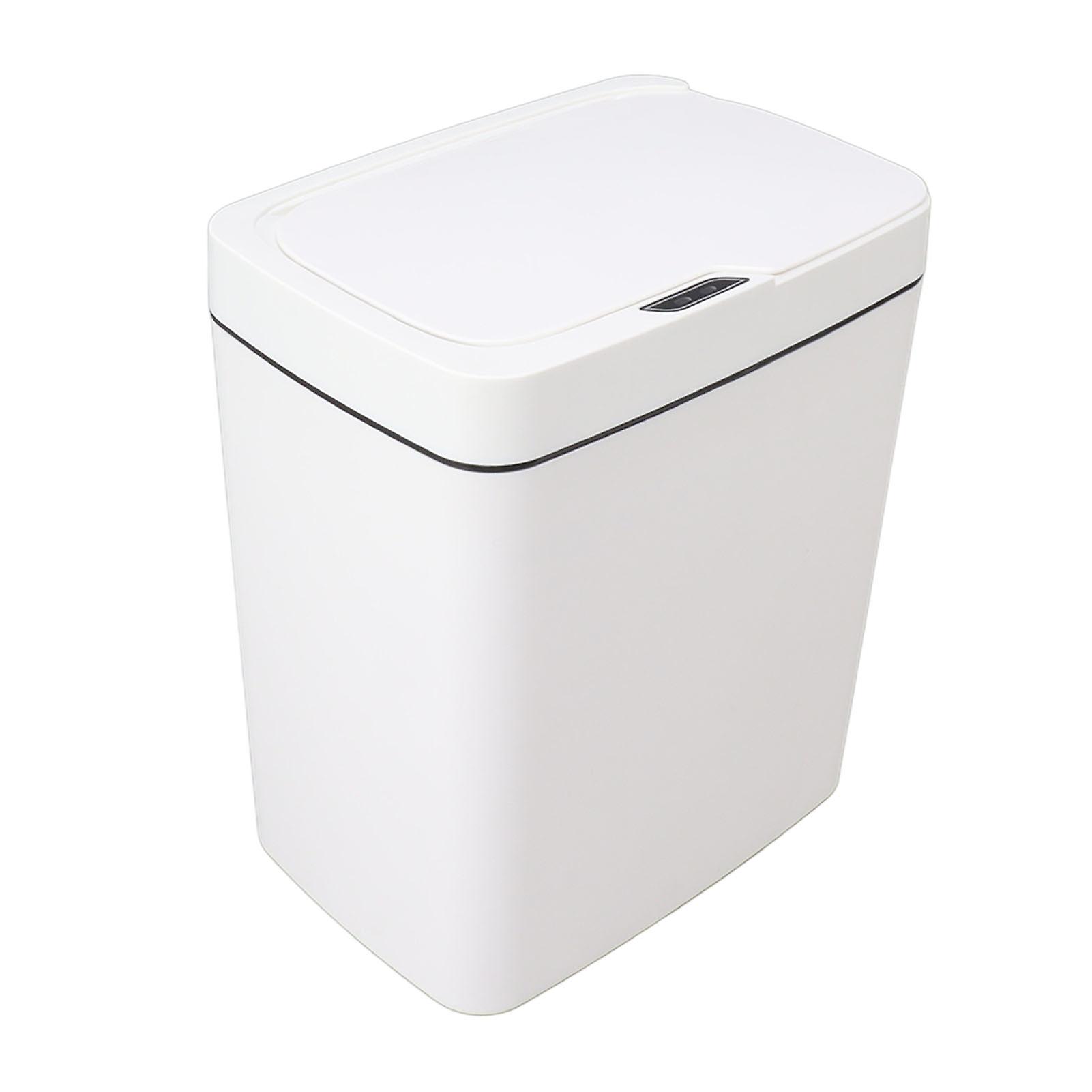 Automatic Trash Can 18L PP Motion Sensor Battery Type Smart Garbage Bin with Lid for Bathroom Bedroom White 