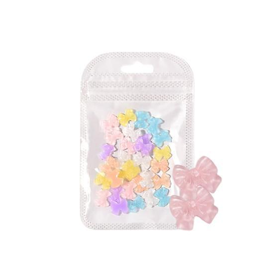30Pcs/Set Nail Bow Rhinestone Easy to Stick 3D Resin DIY Manicure Butterfly Rhinestone for Beauty