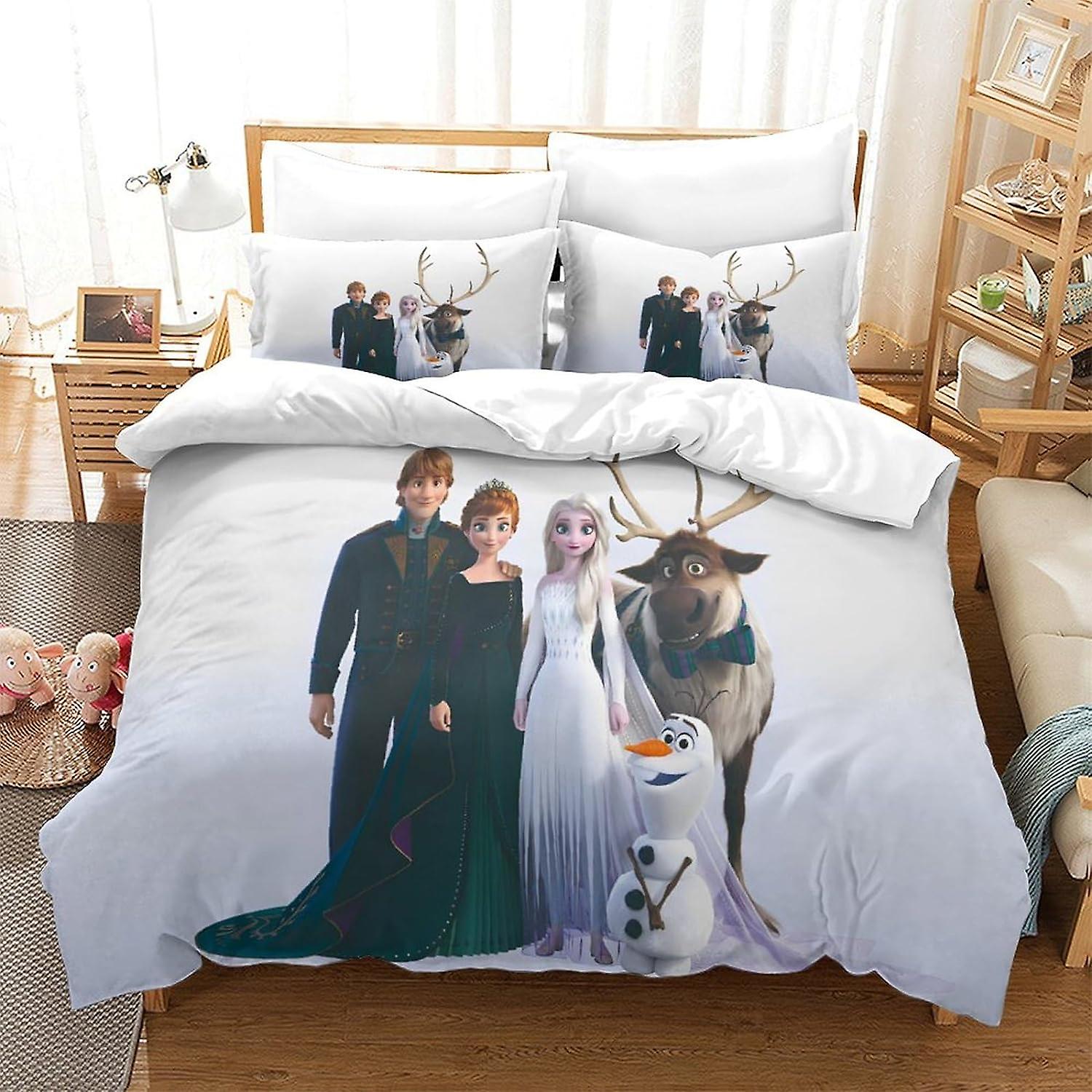 SFYYAYJJ Frozen Duvet Cover Set for Kids Youth Adults Duvet Covers Double Size Bedding Set with Pillowcases Soft Lightweight Microfiber Quilt Cover wi