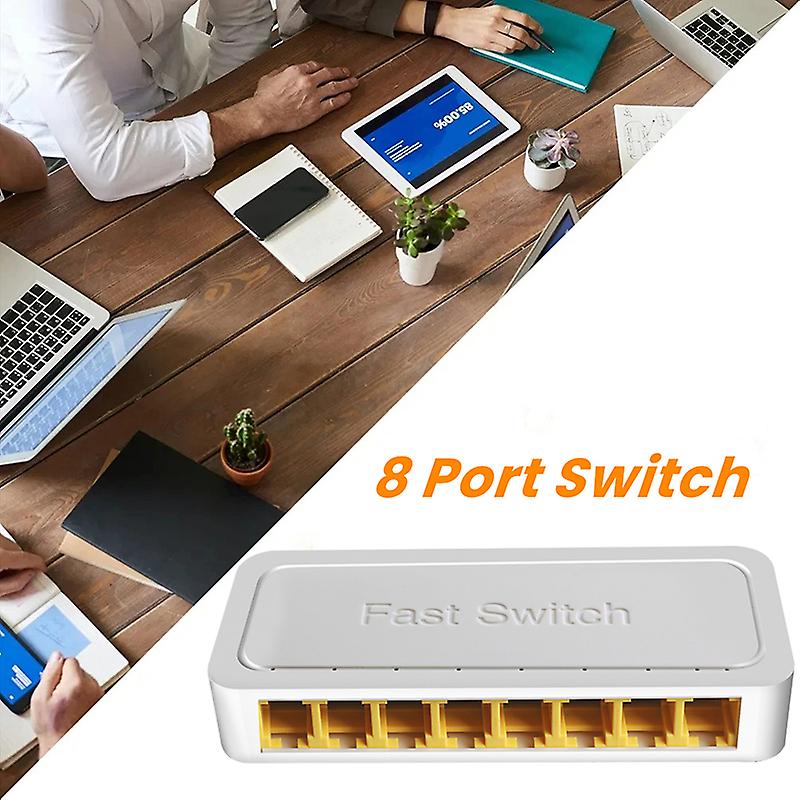 8-Port 10/100Mbps Unmanaged Switch- Home Network Hub Plug-and-Play