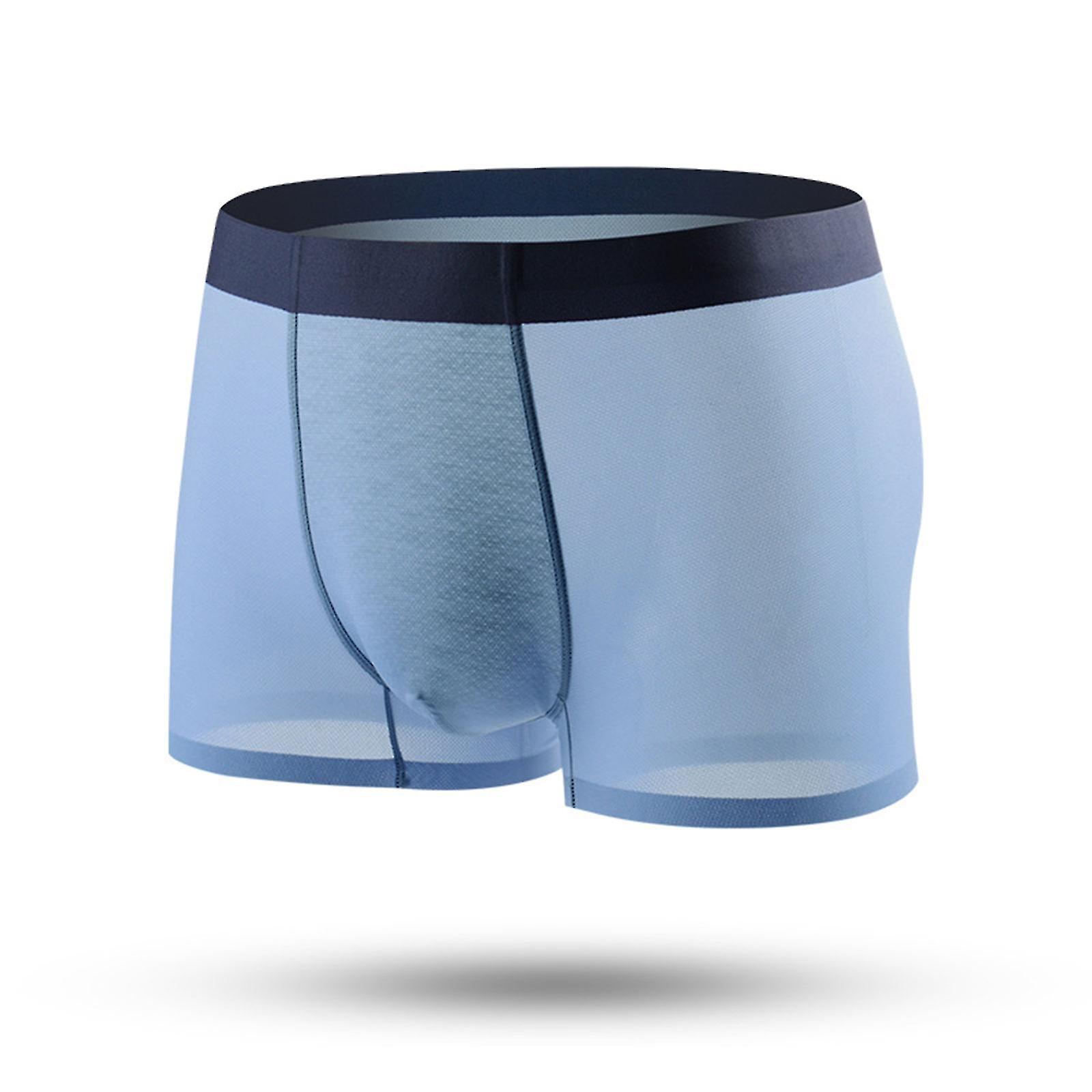 Men Boxer Briefs Breathable Ice Silk Underwear Silky Soft Ultra-thin Short Leg Boxer Brief