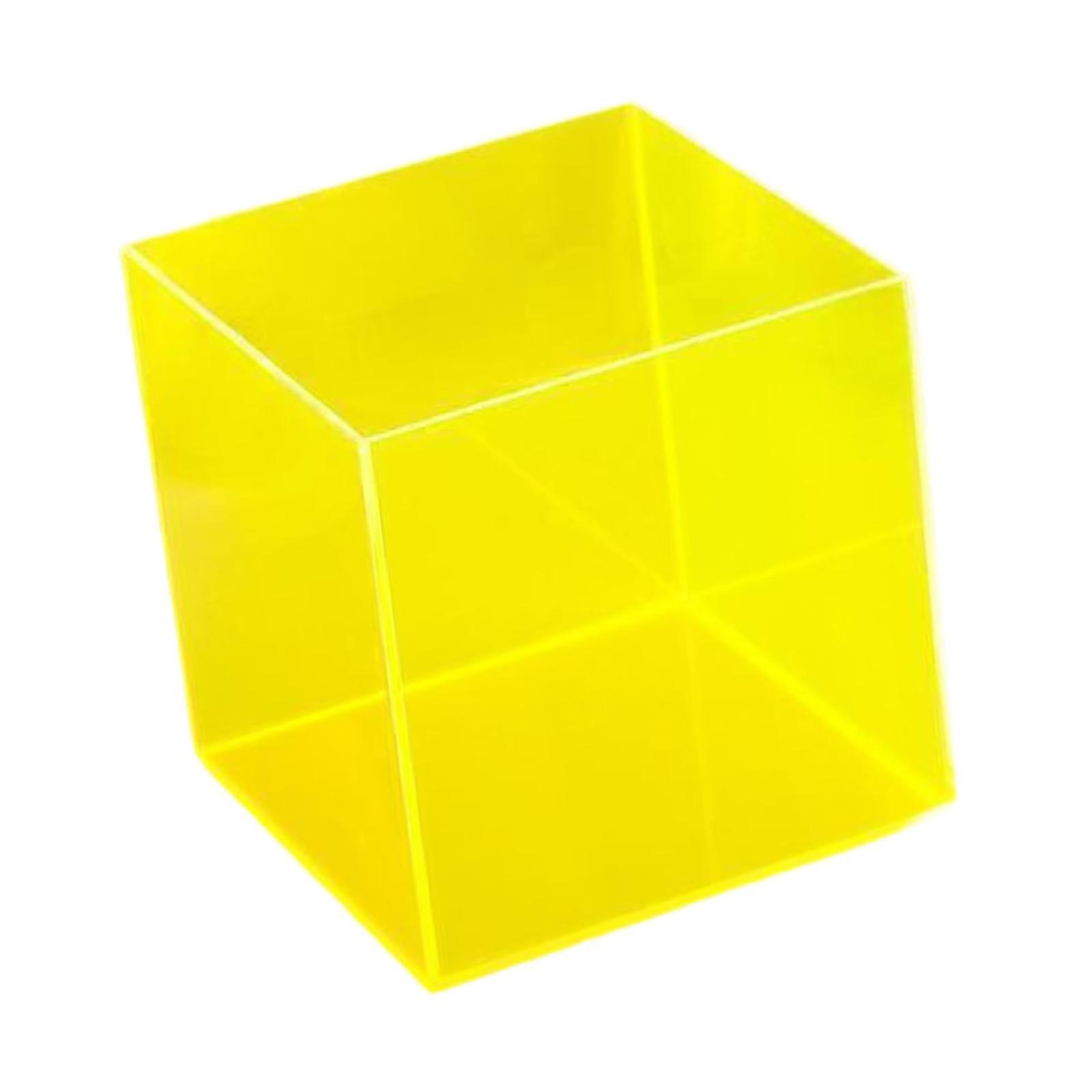 Display Case Clear Storage Cube Organizer Storage Bin Display Stand for Doll Yellow