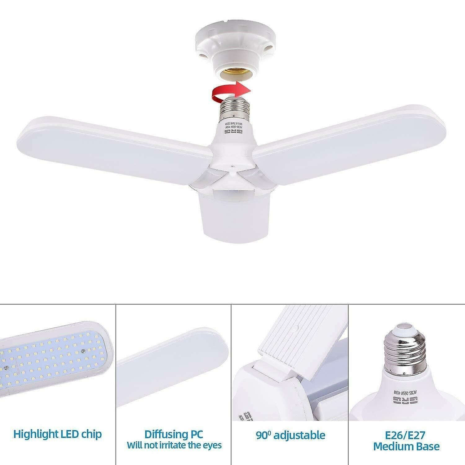 45W/60w Universal Deformable Led Garage Light E27 Foldable Ceiling Workshop Lamp