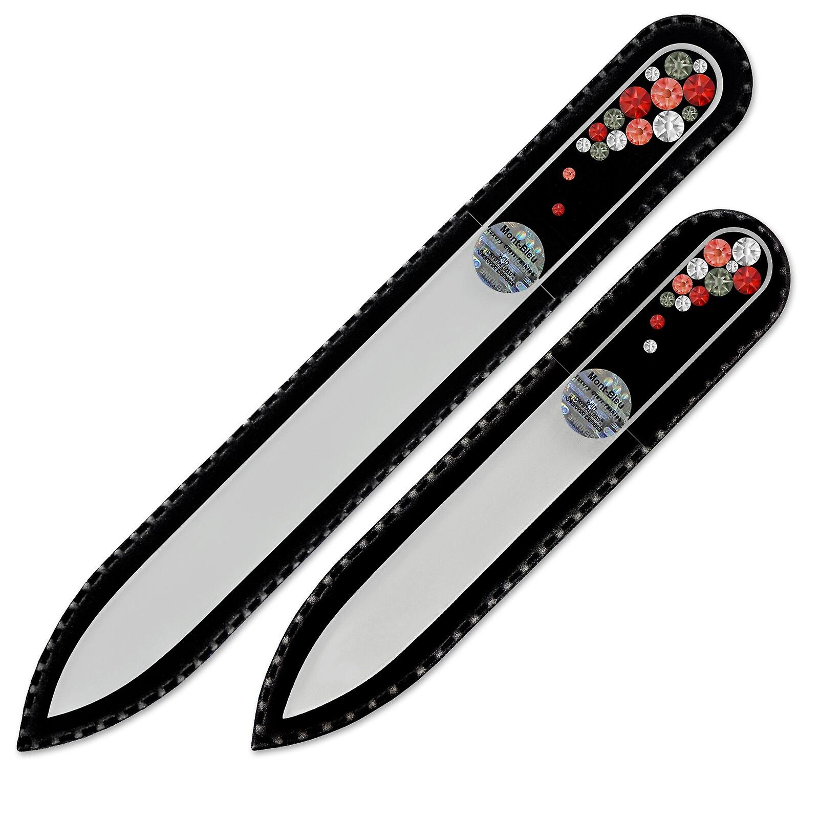 Set of 2 Czech Glass Nail Files with crystals B-MS - Red