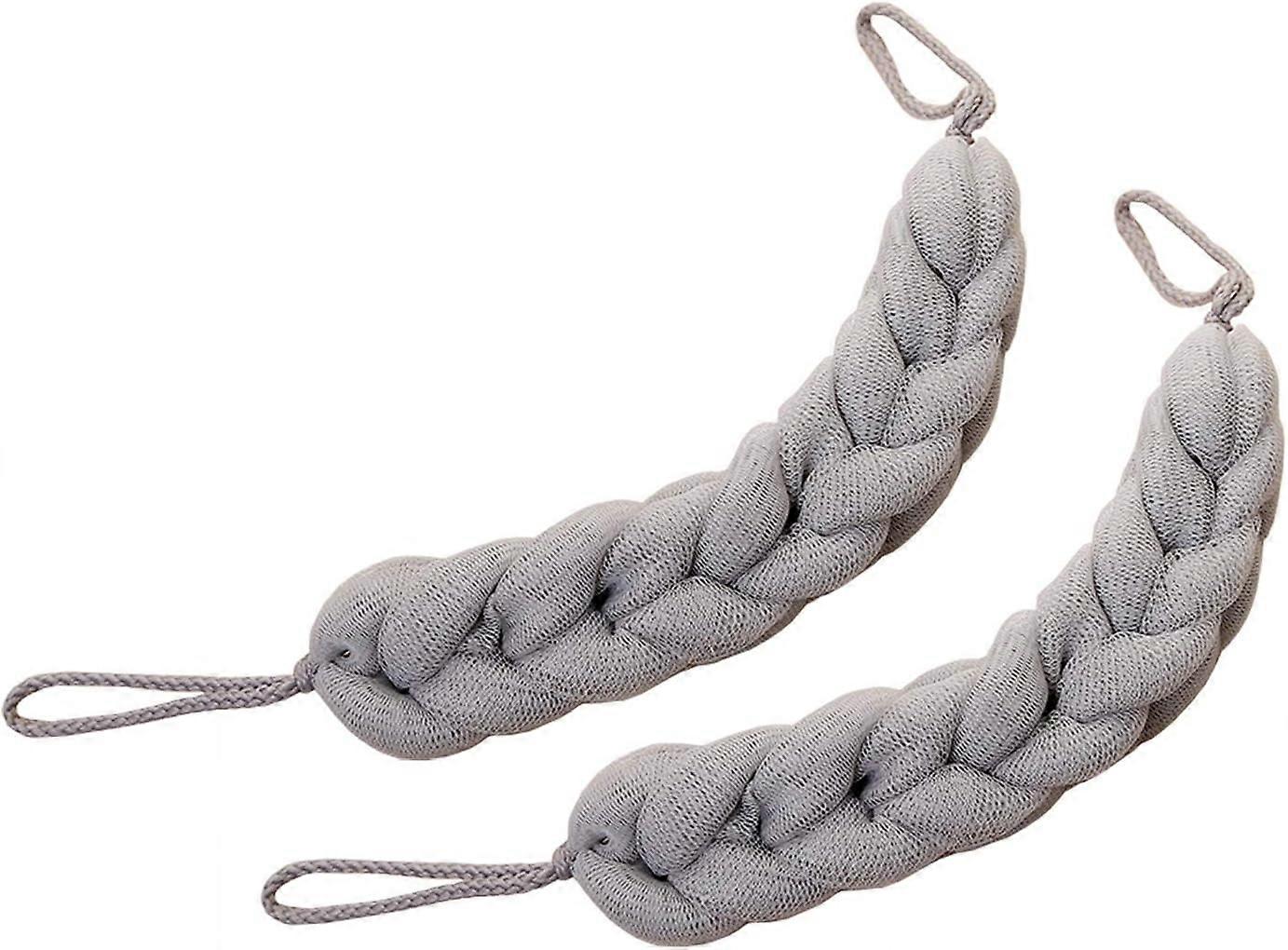 2 Pieces Long Stretchy Back Sponge with Rope Handles Back Scrubber Bath Shower Mesh Exfoliating Sponge Body Scrubbing Stretch Braided Loofah for Men a