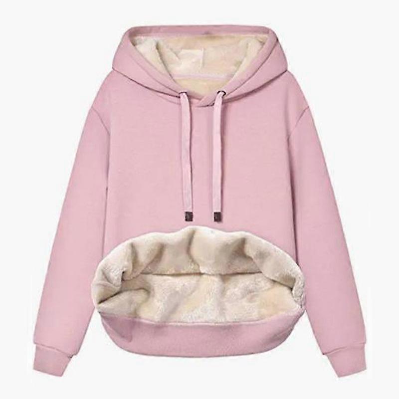 Women's Winter Casual Wool Lined Pullover Hooded Sweatshirt