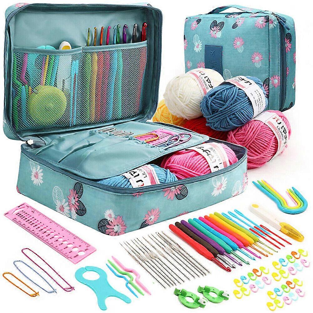79 Pcs Ergonomic Crochet Hook Set 5 Rolls Yarn Knitting Needles Kit forStarters