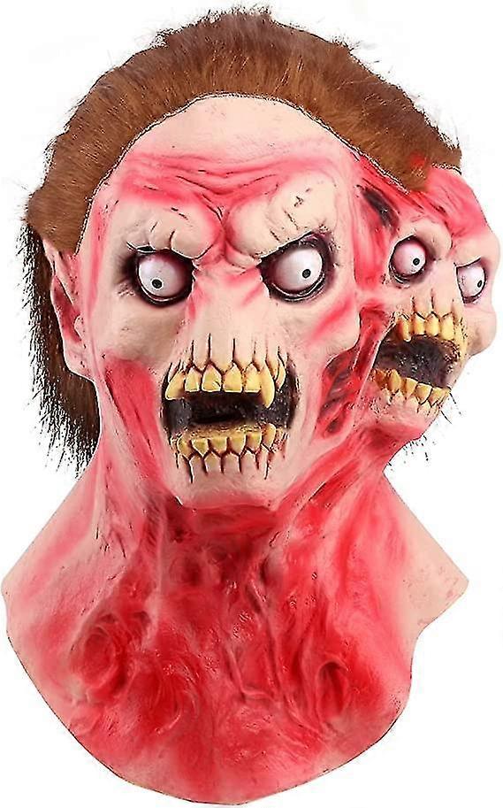 Ghyt מסכת זומבי ראש כפול מפחיד מתים מהלכים ליל כל הקדושים תחפושת מצמררת אימה אביזרים למבוגרים