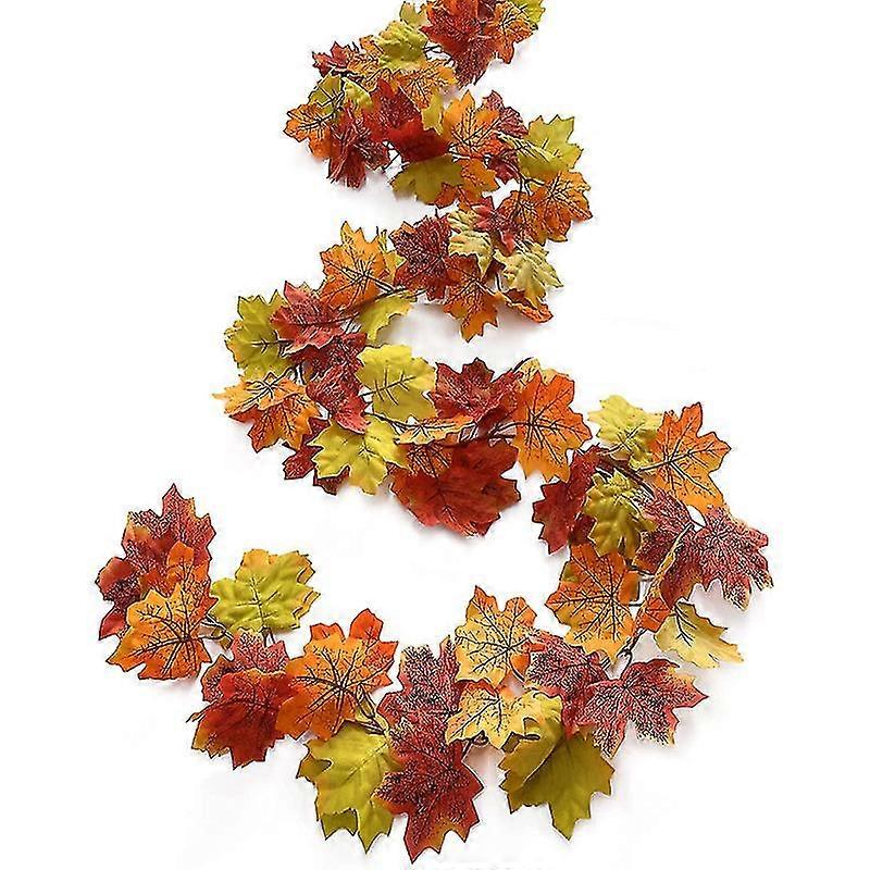 2 Pack Fall Garland Maple Leaf, Hanging Vine Garland Artificial Autumn Foliage Garland