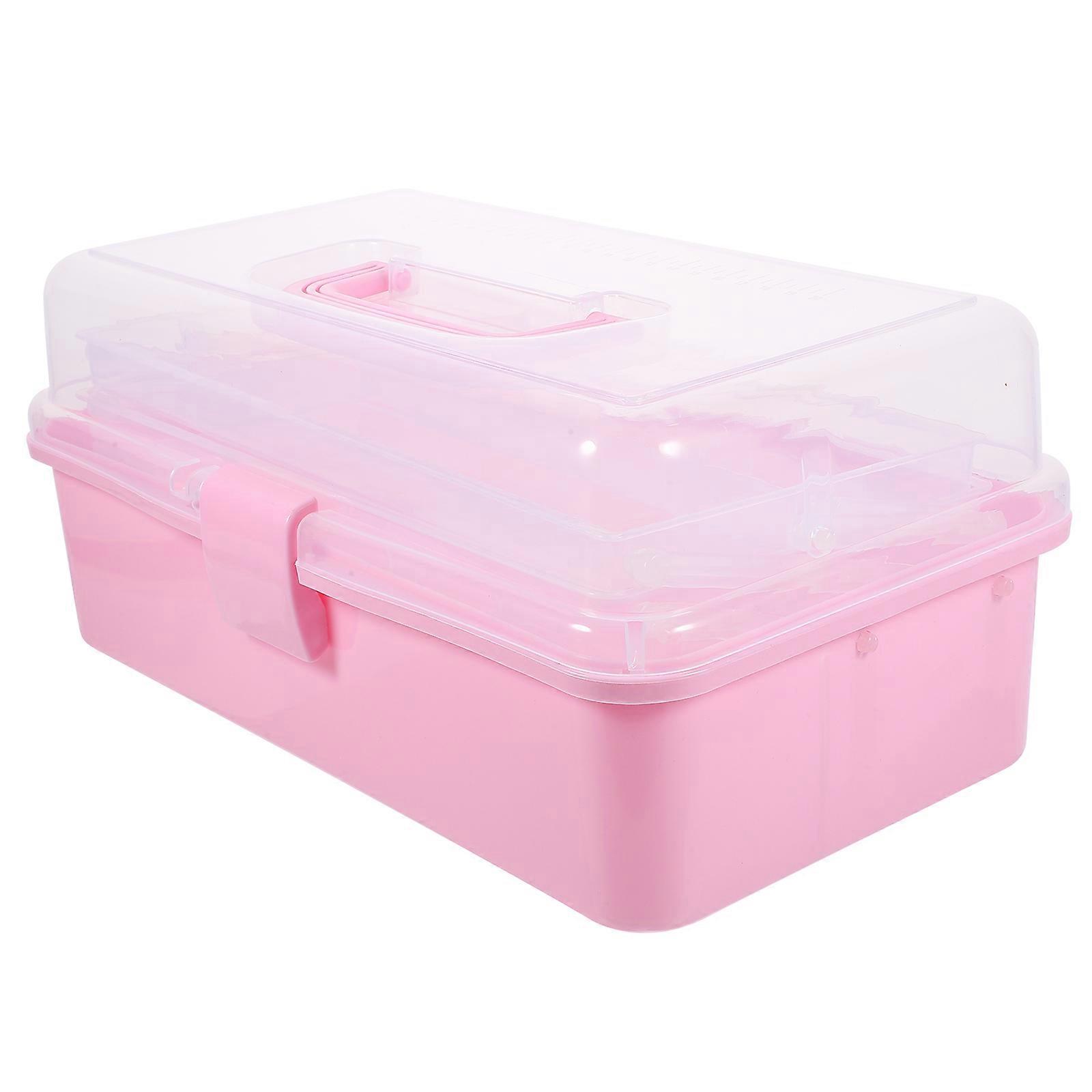 Portable Handle Plastic Tool Box Three Layers Painting Tools Storage Box for Home