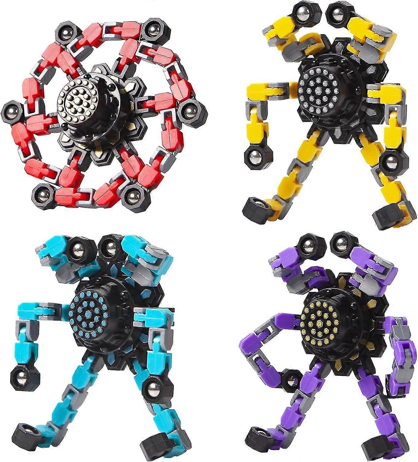 Transformerbare Fidget Spinners 4 stk for barn og voksne Stress Relief Sensoriske leker for gutter og jenter Fingertip Gyros