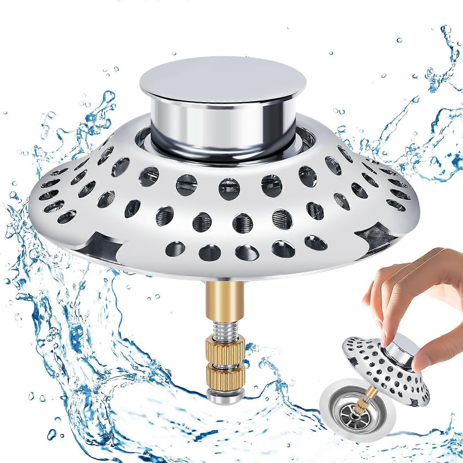 2-in-1 Badestecker mit Haarsieb, mit Filtrationsdesign, Ablaufsieb Badehaarfänger, höhenverstellbar aus Messing