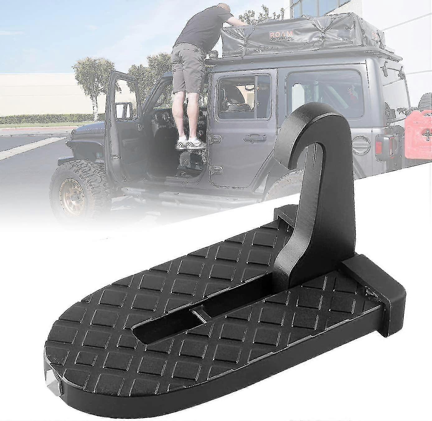 Car Door Step, Car Door Foot Pegs Car Doorstep Vehicle Folding Ladder U Shaped Hook Pedal With Safety Hammer Function For Suv, Off-road Black(black)(1