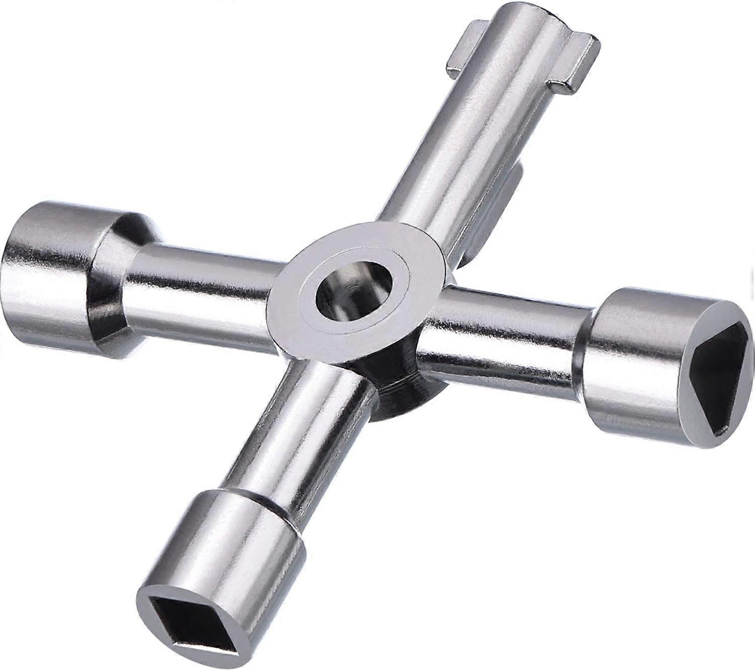 Electricity meter box key Gas key Electricity meter key 4-way multi-function utility key for electrical cabinet opening key (silver)